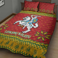 Lithuania Christmas Quilt Bed Set Coat Of Arms Linksmu Kaledu - Wonder Print Shop