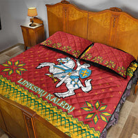 Lithuania Christmas Quilt Bed Set Coat Of Arms Linksmu Kaledu - Wonder Print Shop