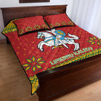 Lithuania Christmas Quilt Bed Set Coat Of Arms Linksmu Kaledu - Wonder Print Shop