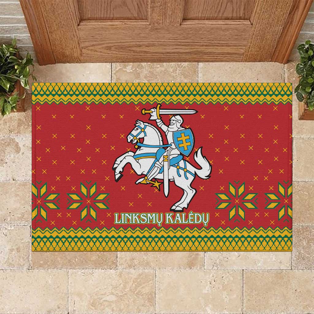 Lithuania Christmas Rubber Doormat Coat Of Arms Linksmu Kaledu - Wonder Print Shop