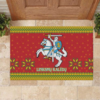 Lithuania Christmas Rubber Doormat Coat Of Arms Linksmu Kaledu - Wonder Print Shop