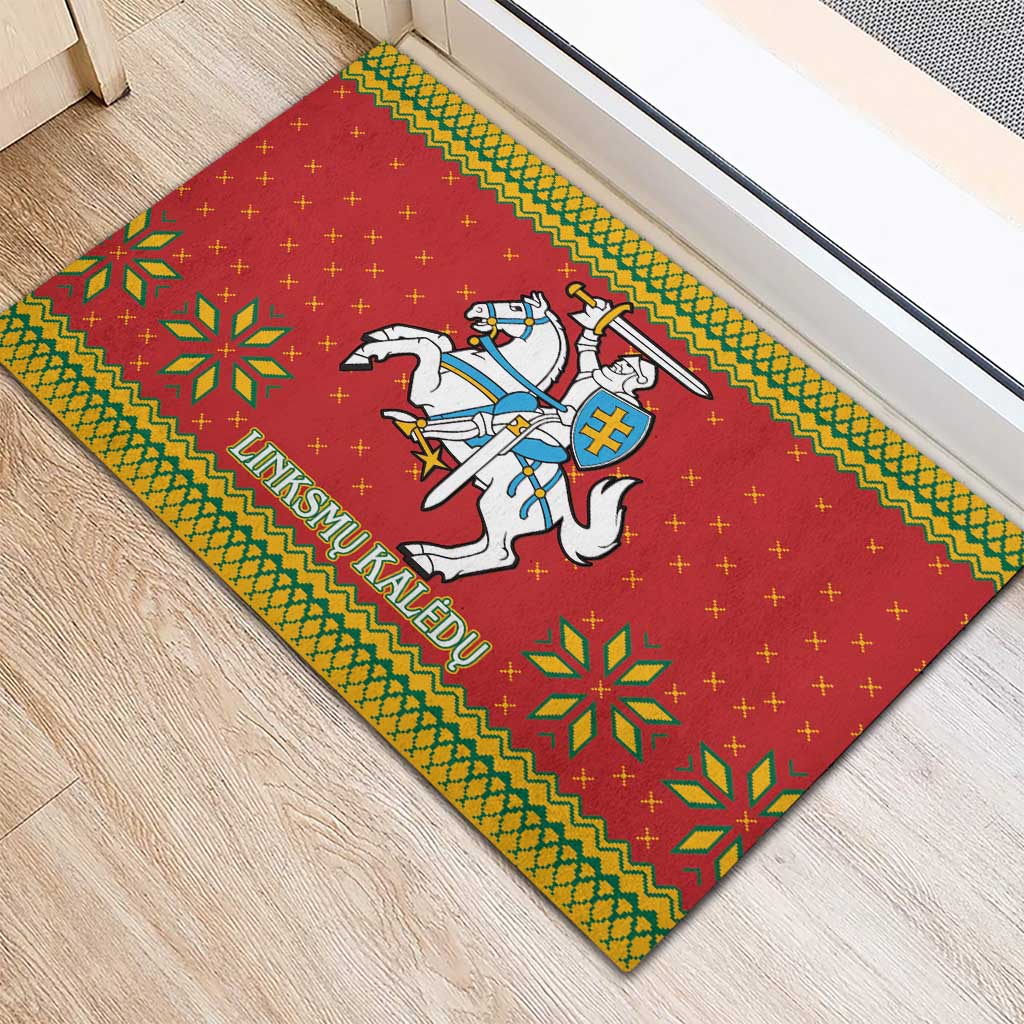 Lithuania Christmas Rubber Doormat Coat Of Arms Linksmu Kaledu - Wonder Print Shop