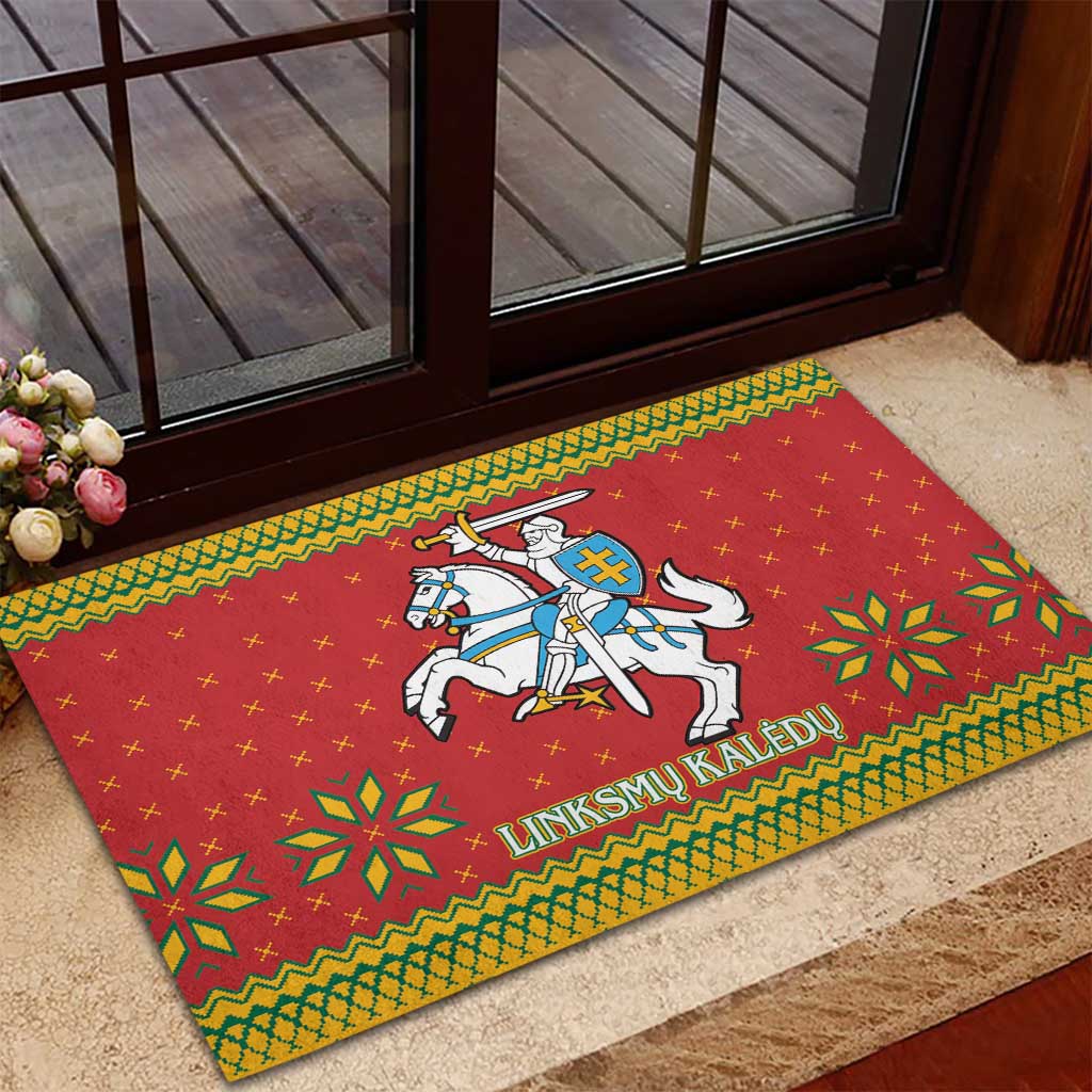 Lithuania Christmas Rubber Doormat Coat Of Arms Linksmu Kaledu - Wonder Print Shop