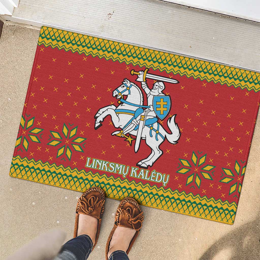 Lithuania Christmas Rubber Doormat Coat Of Arms Linksmu Kaledu - Wonder Print Shop