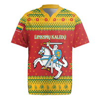 Lithuania Christmas Rugby Jersey Coat Of Arms Linksmu Kaledu - Wonder Print Shop