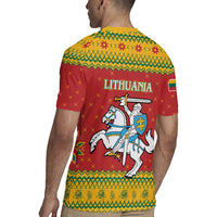 Lithuania Christmas Rugby Jersey Coat Of Arms Linksmu Kaledu - Wonder Print Shop