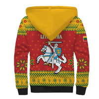Lithuania Christmas Sherpa Hoodie Coat Of Arms Linksmu Kaledu - Wonder Print Shop