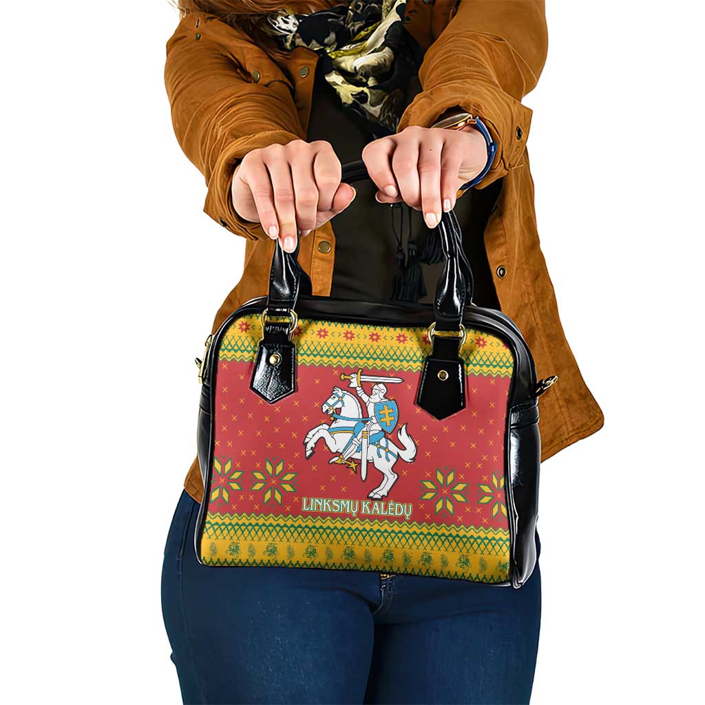 Lithuania Christmas Shoulder Handbag Coat Of Arms Linksmu Kaledu