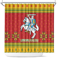 Lithuania Christmas Shower Curtain Coat Of Arms Linksmu Kaledu