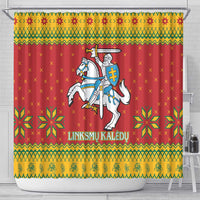 Lithuania Christmas Shower Curtain Coat Of Arms Linksmu Kaledu
