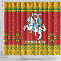 Lithuania Christmas Shower Curtain Coat Of Arms Linksmu Kaledu