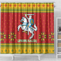 Lithuania Christmas Shower Curtain Coat Of Arms Linksmu Kaledu