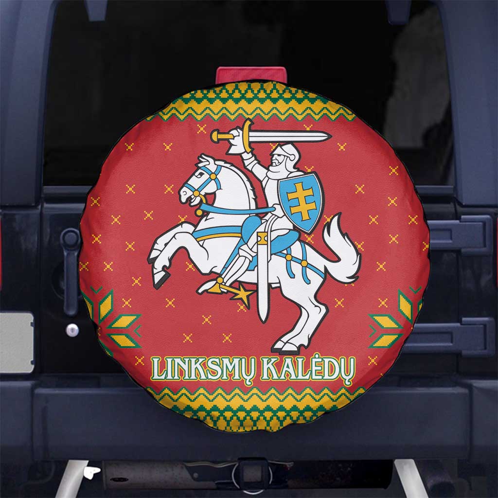 Lithuania Christmas Spare Tire Cover Coat Of Arms Linksmu Kaledu - Wonder Print Shop