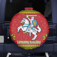 Lithuania Christmas Spare Tire Cover Coat Of Arms Linksmu Kaledu - Wonder Print Shop