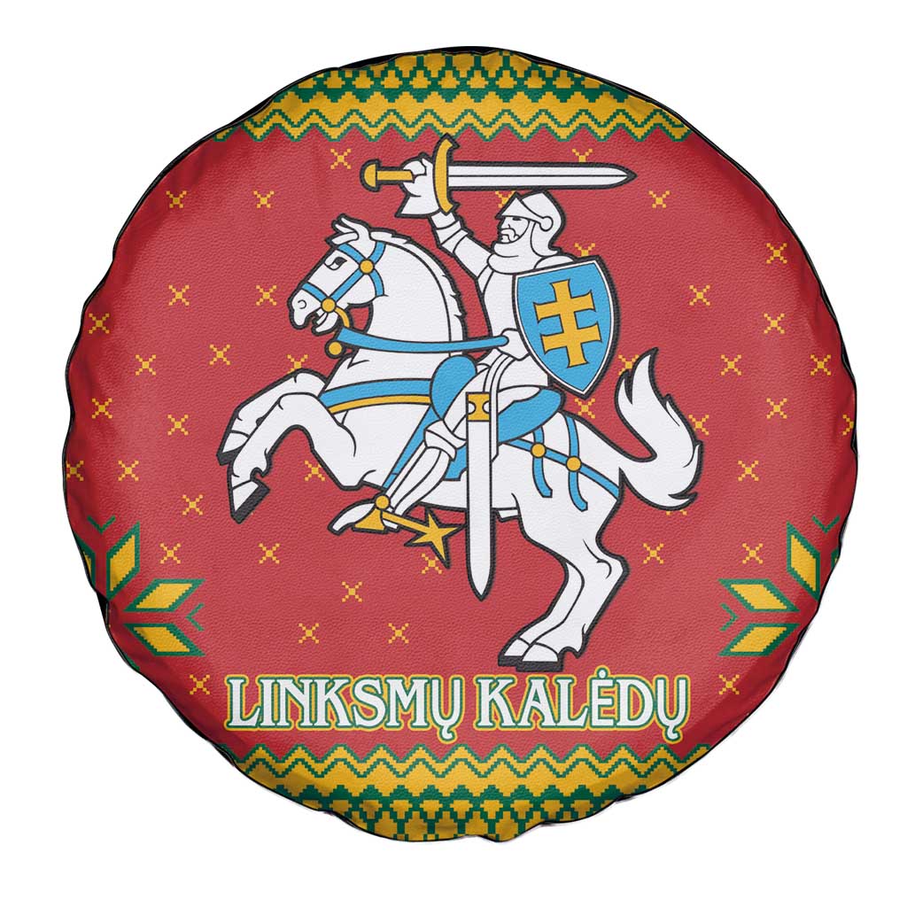 Lithuania Christmas Spare Tire Cover Coat Of Arms Linksmu Kaledu - Wonder Print Shop