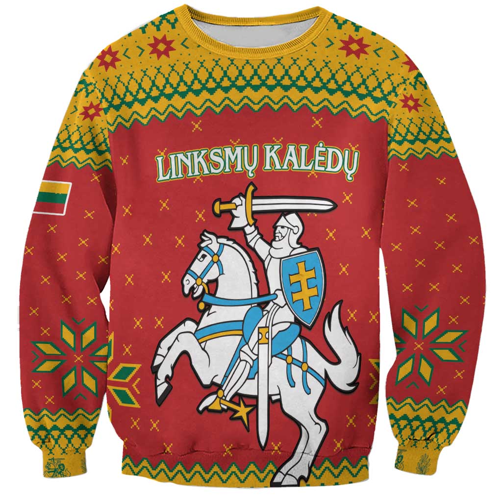 Lithuania Christmas Sweatshirt Coat Of Arms Linksmu Kaledu - Wonder Print Shop