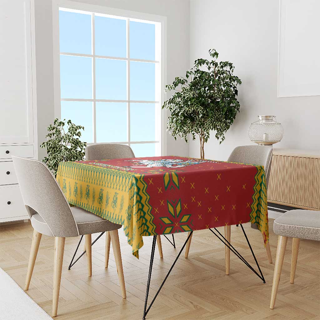 Lithuania Christmas Tablecloth Coat Of Arms Linksmu Kaledu - Wonder Print Shop