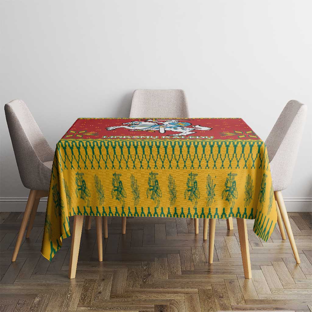 Lithuania Christmas Tablecloth Coat Of Arms Linksmu Kaledu - Wonder Print Shop