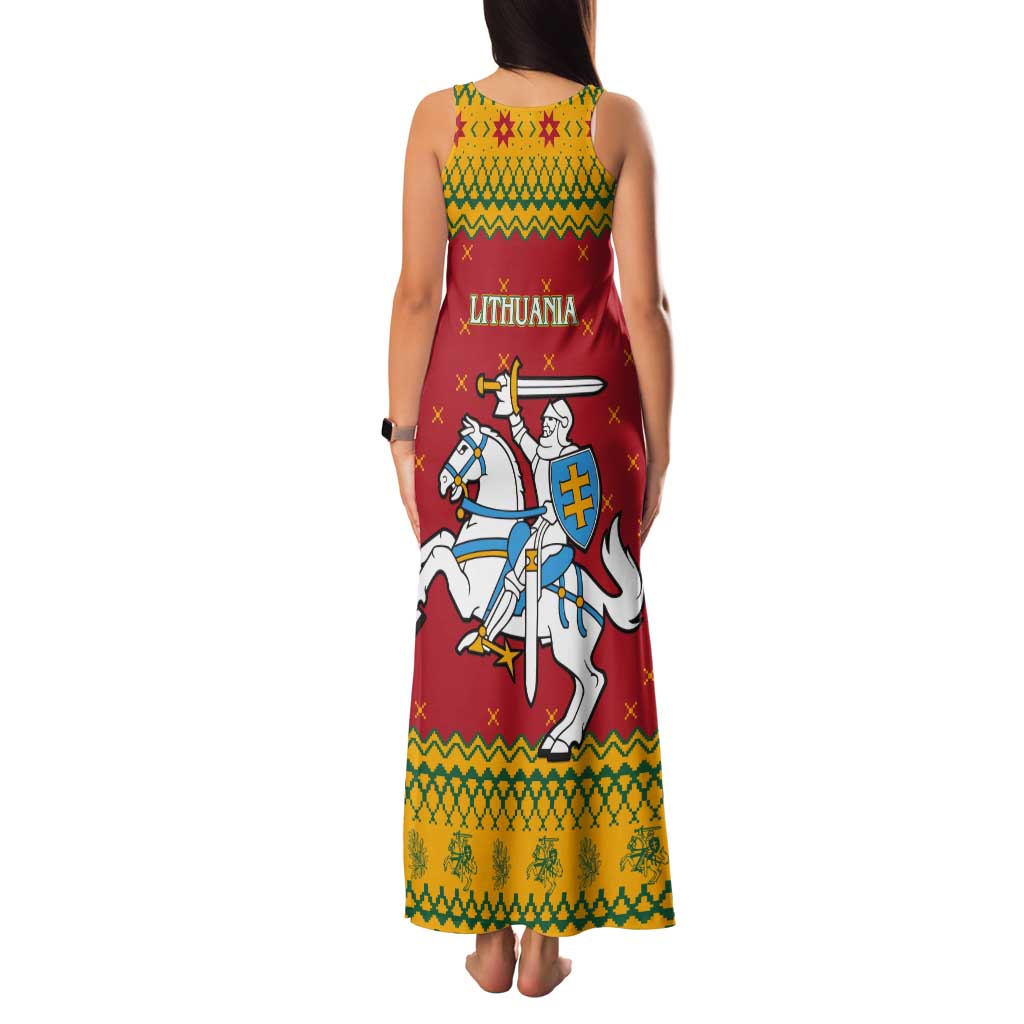 Lithuania Christmas Tank Maxi Dress Coat Of Arms Linksmu Kaledu - Wonder Print Shop