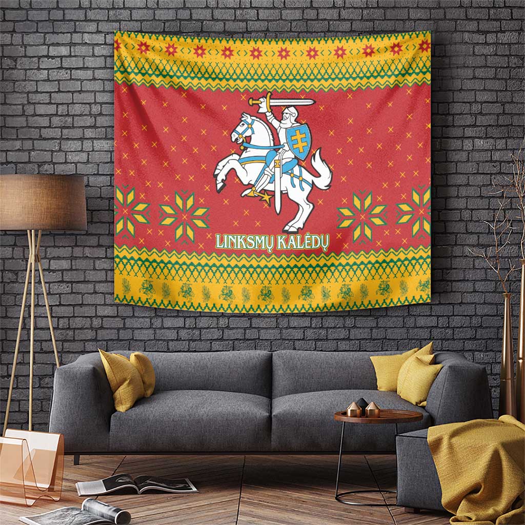 Lithuania Christmas Tapestry Coat Of Arms Linksmu Kaledu - Wonder Print Shop