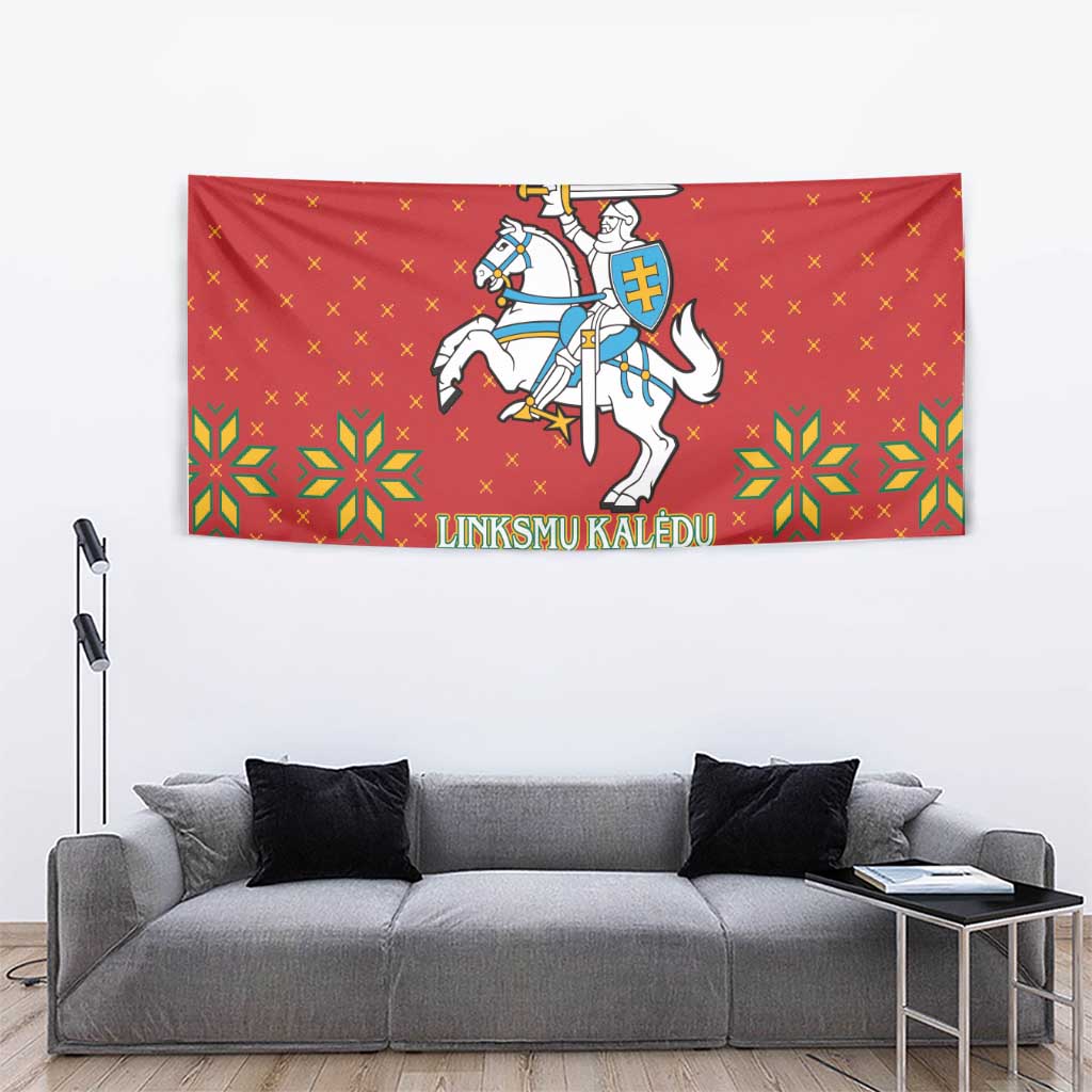 Lithuania Christmas Tapestry Coat Of Arms Linksmu Kaledu - Wonder Print Shop