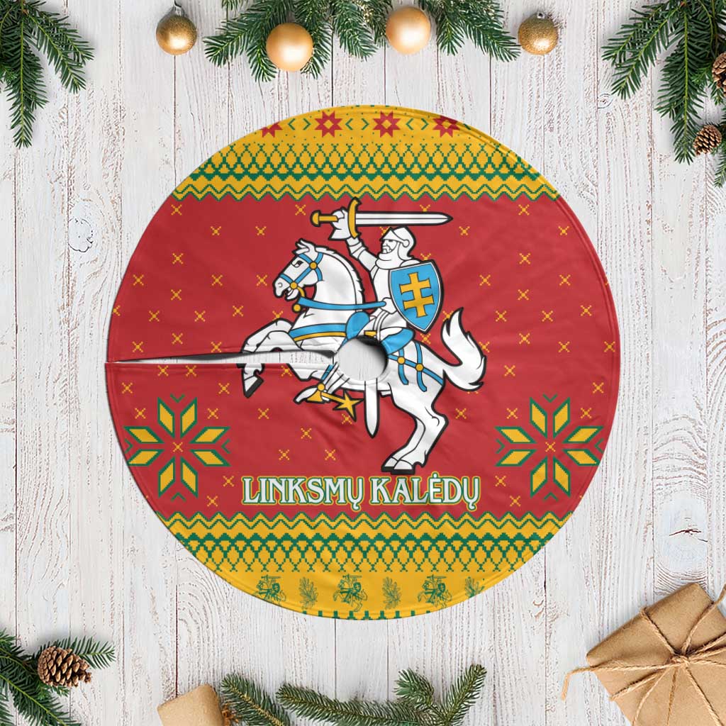 Lithuania Christmas Tree Skirt Coat Of Arms Linksmu Kaledu - Wonder Print Shop