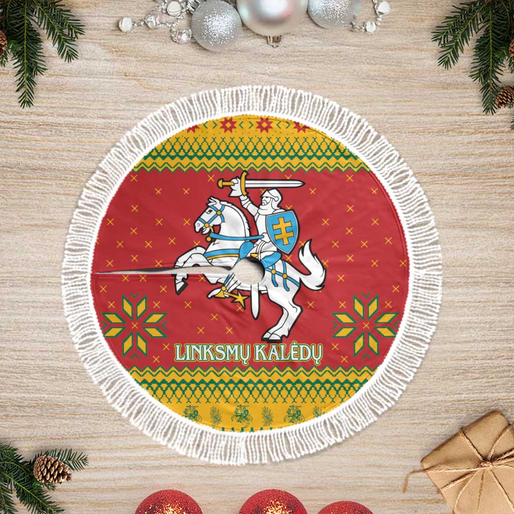 Lithuania Christmas Tree Skirt Coat Of Arms Linksmu Kaledu - Wonder Print Shop