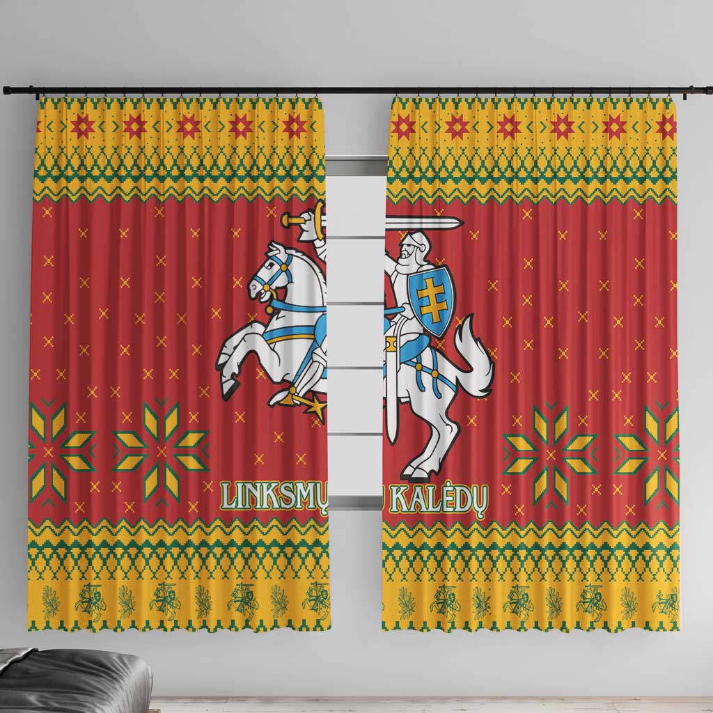 Lithuania Christmas Window Curtain Coat Of Arms Linksmu Kaledu - Wonder Print Shop