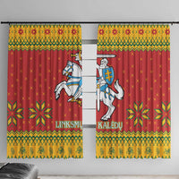 Lithuania Christmas Window Curtain Coat Of Arms Linksmu Kaledu - Wonder Print Shop