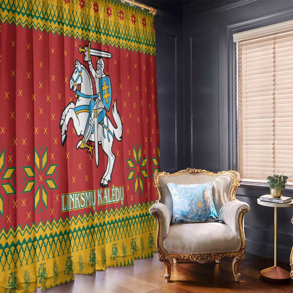 Lithuania Christmas Window Curtain Coat Of Arms Linksmu Kaledu - Wonder Print Shop