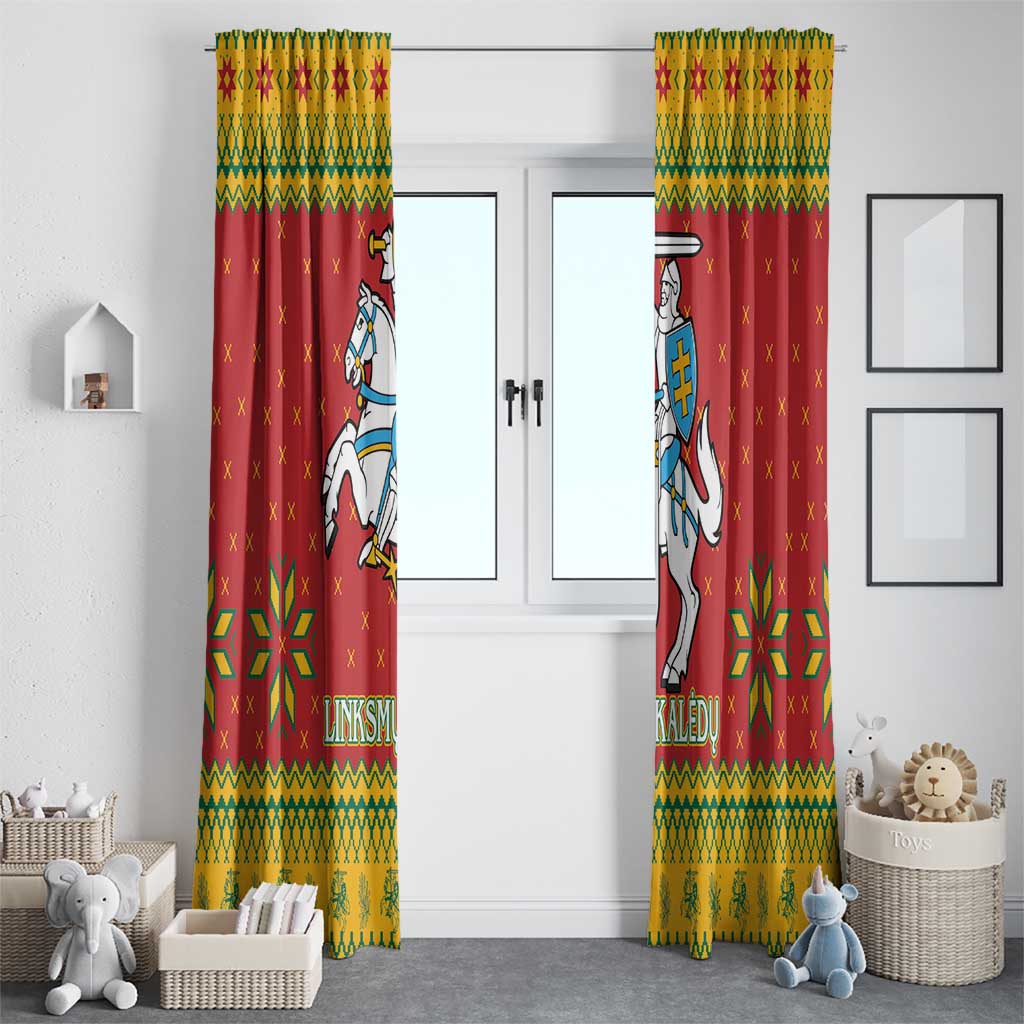 Lithuania Christmas Window Curtain Coat Of Arms Linksmu Kaledu - Wonder Print Shop