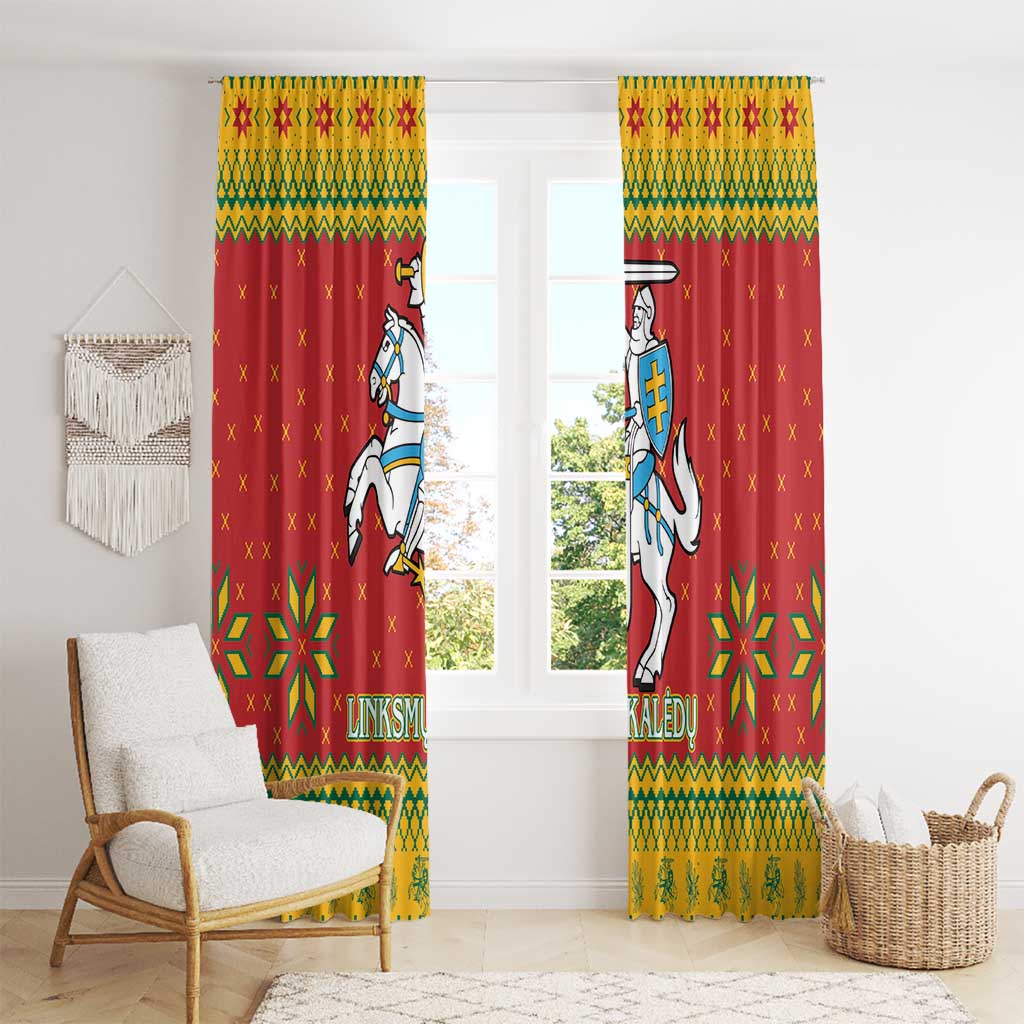 Lithuania Christmas Window Curtain Coat Of Arms Linksmu Kaledu - Wonder Print Shop
