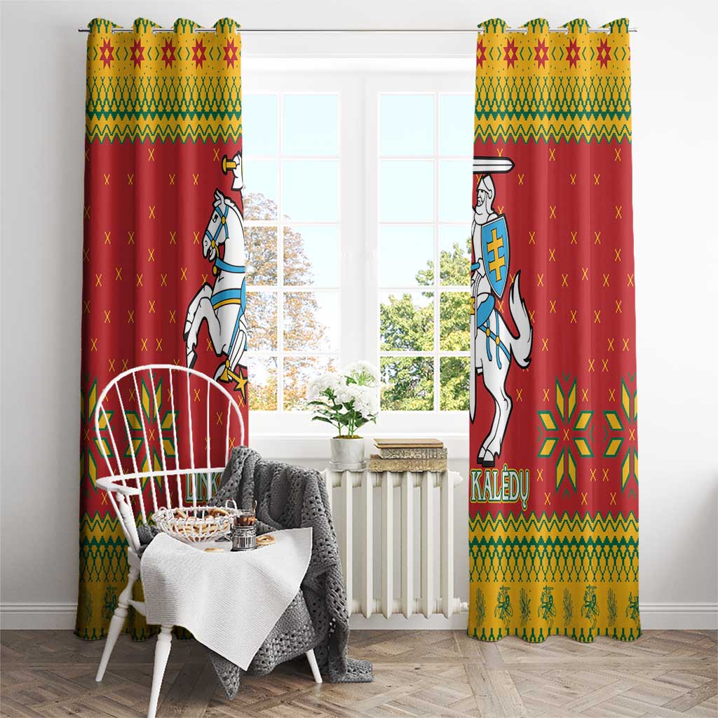 Lithuania Christmas Window Curtain Coat Of Arms Linksmu Kaledu - Wonder Print Shop