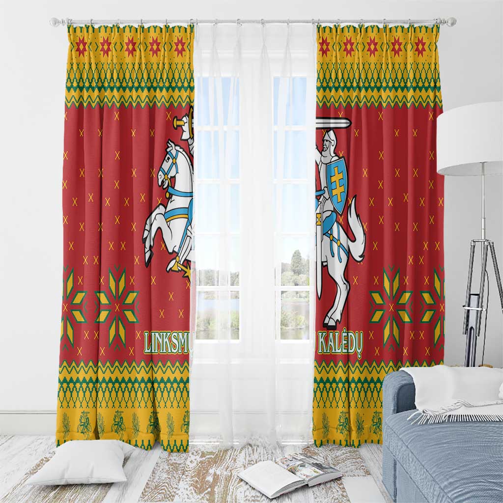 Lithuania Christmas Window Curtain Coat Of Arms Linksmu Kaledu - Wonder Print Shop
