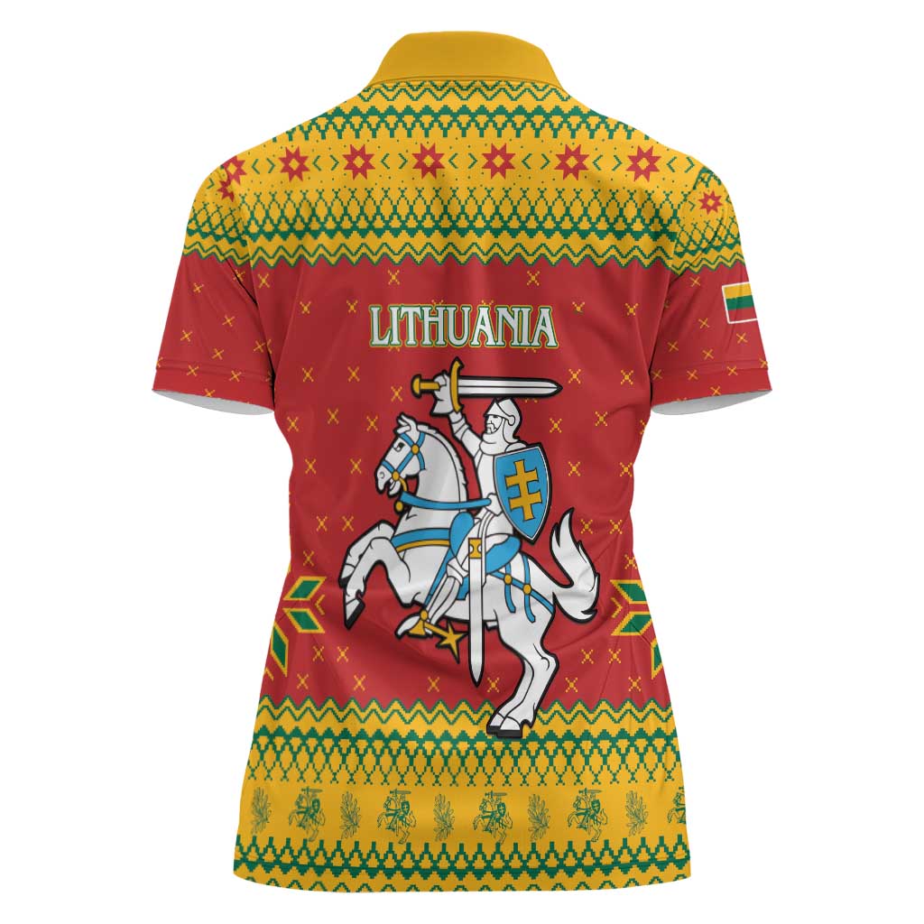 Lithuania Christmas Women Polo Shirt Coat Of Arms Linksmu Kaledu - Wonder Print Shop