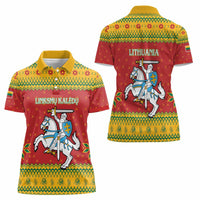 Lithuania Christmas Women Polo Shirt Coat Of Arms Linksmu Kaledu - Wonder Print Shop