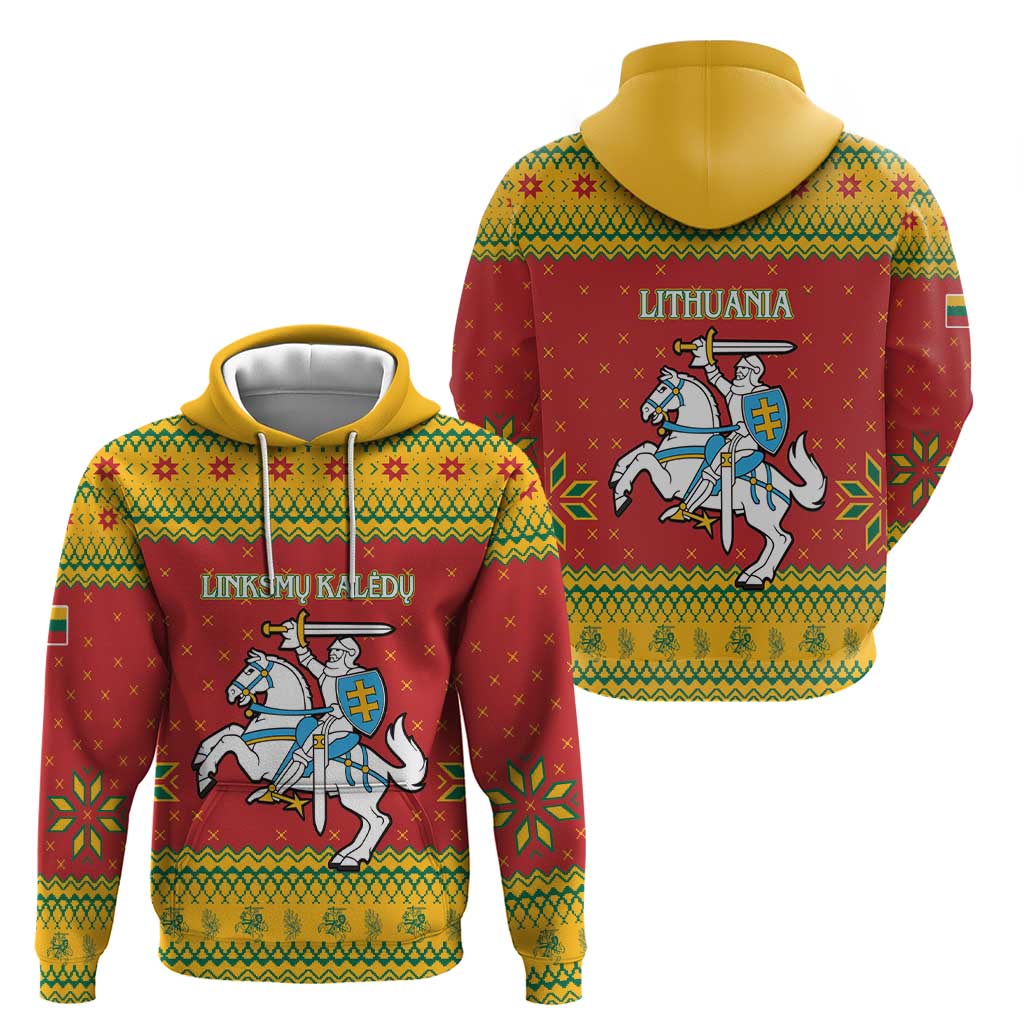 Lithuania Christmas Zip Hoodie Coat Of Arms Linksmu Kaledu - Wonder Print Shop
