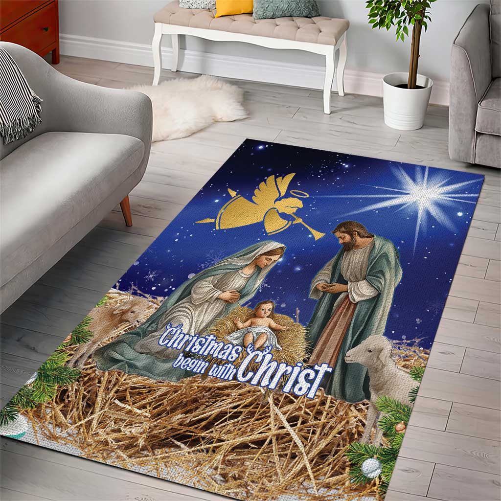 Lithuania Christmas Area Rug Chistmas Begin With Christ - Wonder Print Shop