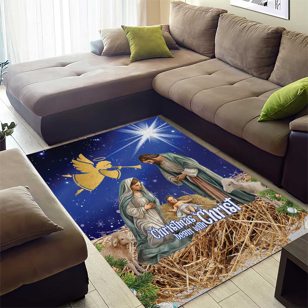 Lithuania Christmas Area Rug Chistmas Begin With Christ - Wonder Print Shop