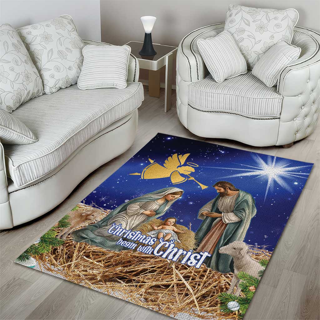 Lithuania Christmas Area Rug Chistmas Begin With Christ - Wonder Print Shop