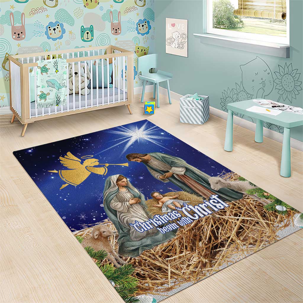 Lithuania Christmas Area Rug Chistmas Begin With Christ - Wonder Print Shop