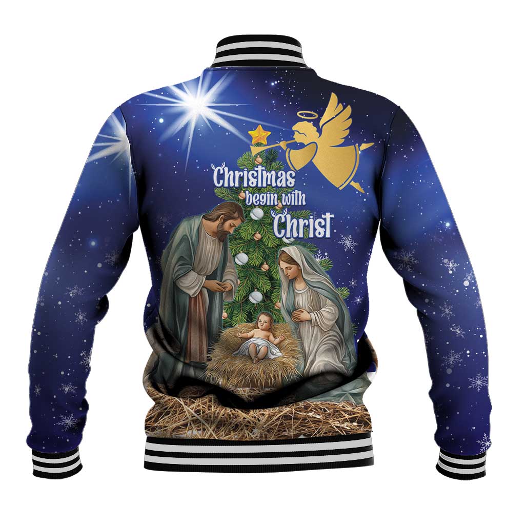 Lithuania Christmas Baseball Jacket Chistmas Begin With Christ - Wonder Print Shop