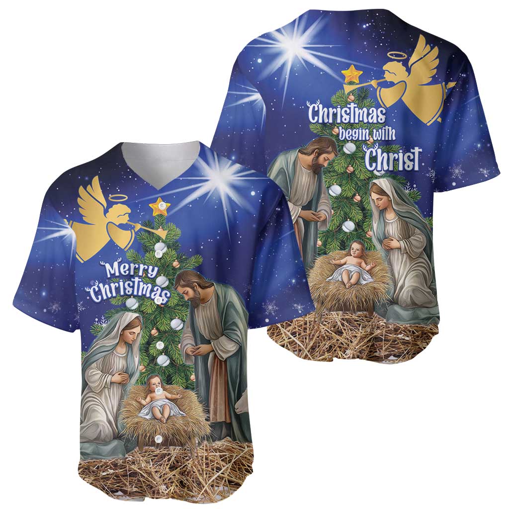 Lithuania Christmas Baseball Jersey Chistmas Begin With Christ - Wonder Print Shop