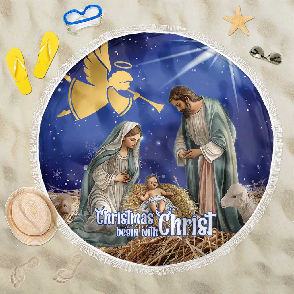 Lithuania Christmas Beach Blanket Chistmas Begin With Christ - Wonder Print Shop