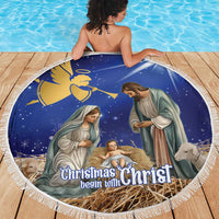 Lithuania Christmas Beach Blanket Chistmas Begin With Christ - Wonder Print Shop