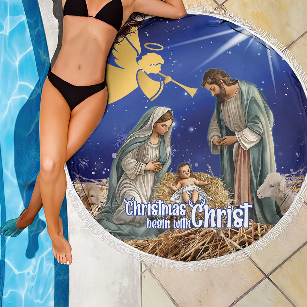 Lithuania Christmas Beach Blanket Chistmas Begin With Christ - Wonder Print Shop