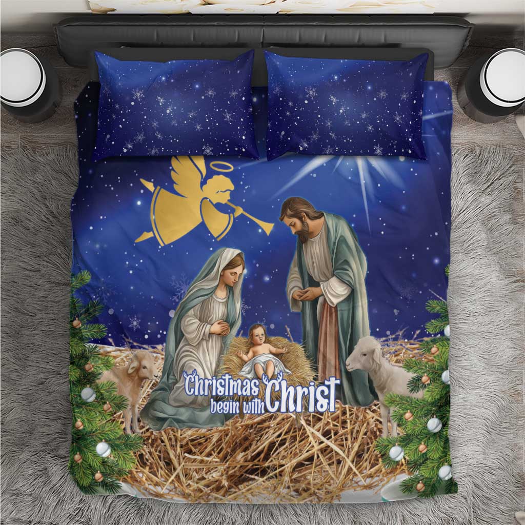 Lithuania Christmas Bedding Set Chistmas Begin With Christ - Wonder Print Shop