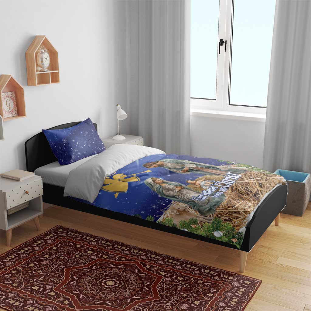 Lithuania Christmas Bedding Set Chistmas Begin With Christ - Wonder Print Shop