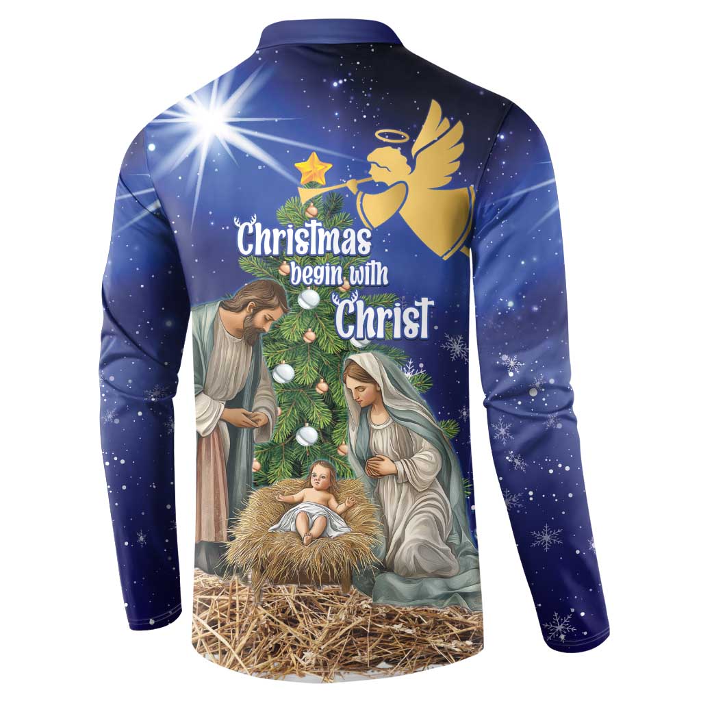 Lithuania Christmas Button Sweatshirt Chistmas Begin With Christ - Wonder Print Shop