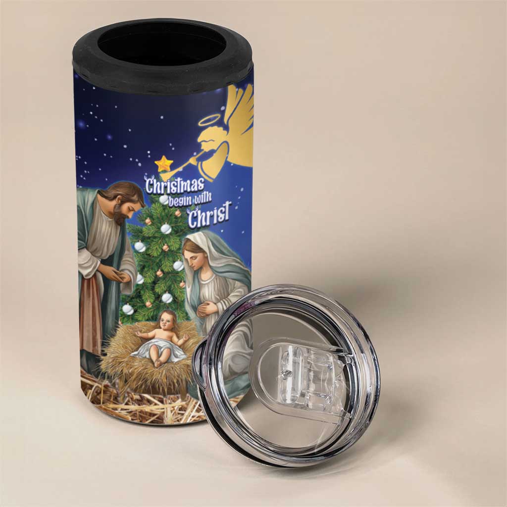 Lithuania Christmas 4 in 1 Can Cooler Tumbler Chistmas Begin With Christ - Wonder Print Shop